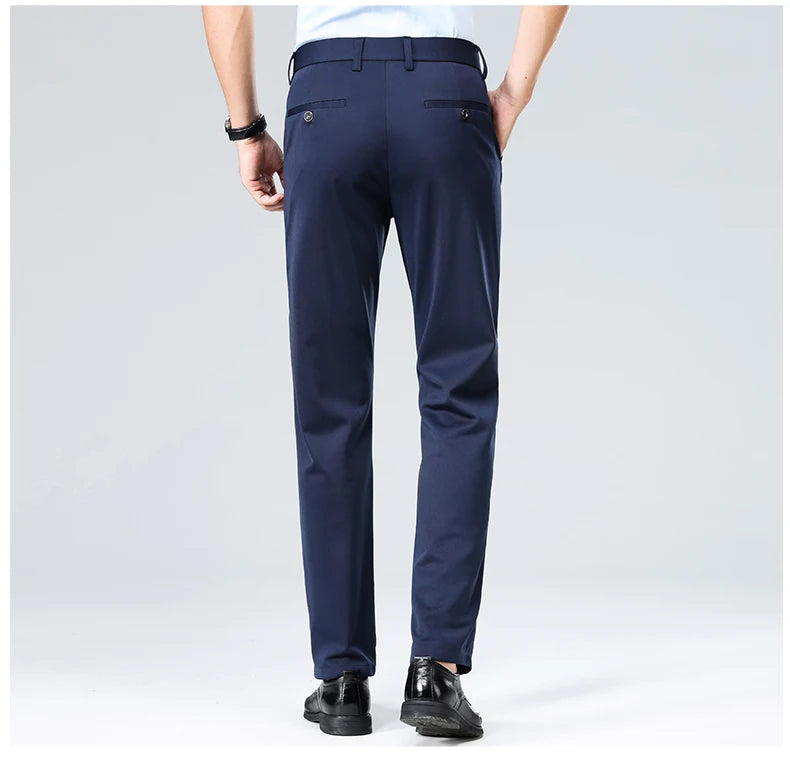 Men Suit Pants Light Thin Elastic Slim Fit Dress Pants Business