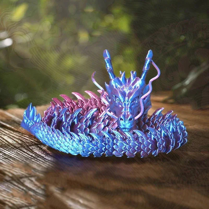 3D Printed Dragon Ornaments Luminous Chinese Long Flexible Articulated