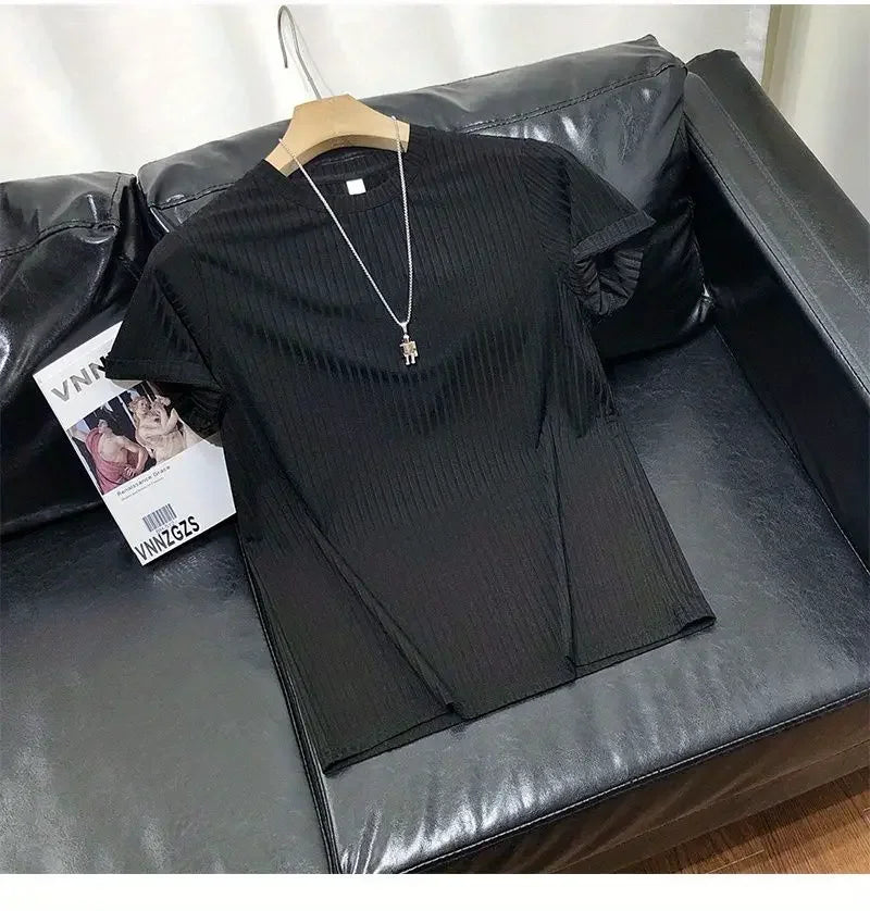 Men's Clothing  Silk Quick Dry Short Sleeve T-Shirt