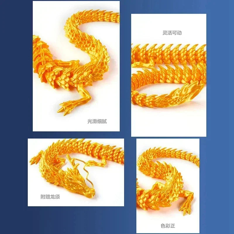 3D Printed Dragon Ornaments Luminous Chinese Long Flexible Articulated