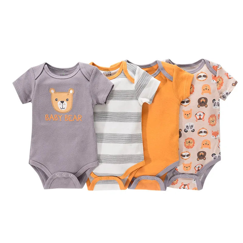 1/4Pcs Newborn Bodysuit Baby Short Sleeve  0-1Y