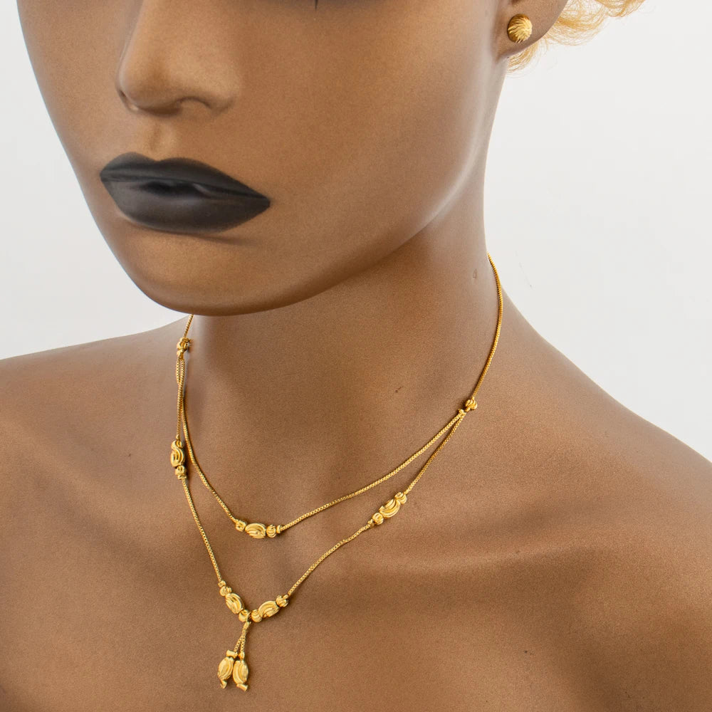 African Fashion Sets Luxury Dubai Jewelry Round Bead Stud Earrings Pendant Necklace