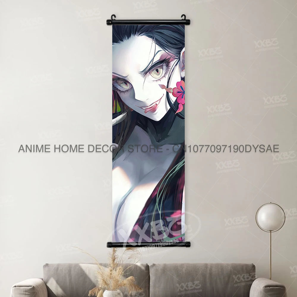 Demon Slayer Poster Kamado Tanjirou Scroll Picture Nezuko Hanging Painting Kanroji Mitsuri Wall Art Anime Uzui Tengen Home Decor