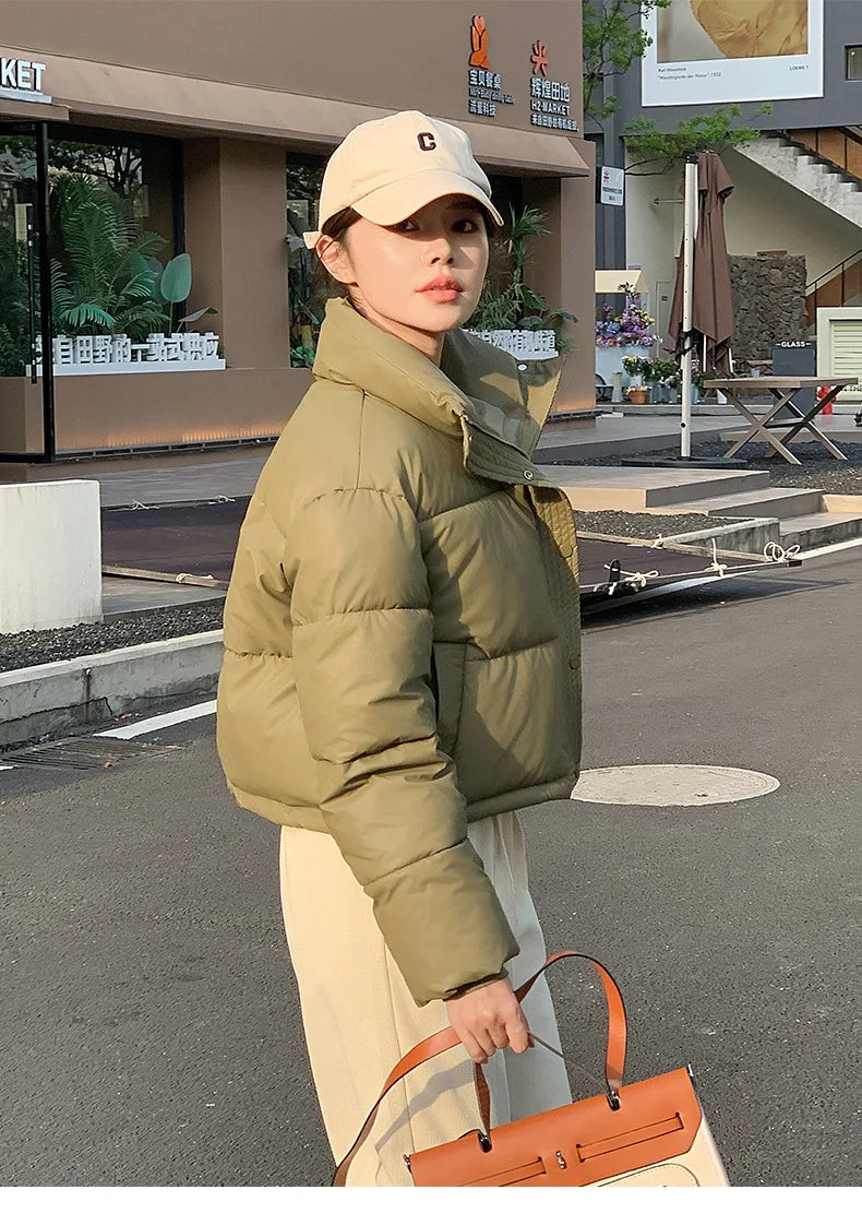 Coat Zipper Puffer Jacket Korean Fashion Cotton-padded Jacket