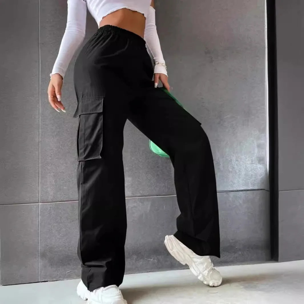 Elastic High Waist Elegant Oversized Trousers