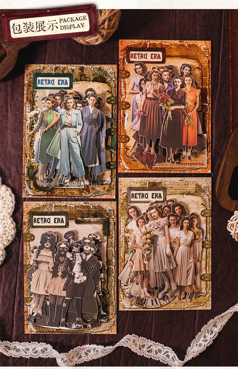 Mr. Paper, Retro Character Hard Card Stickers, Decorative Scrapbook Notebook