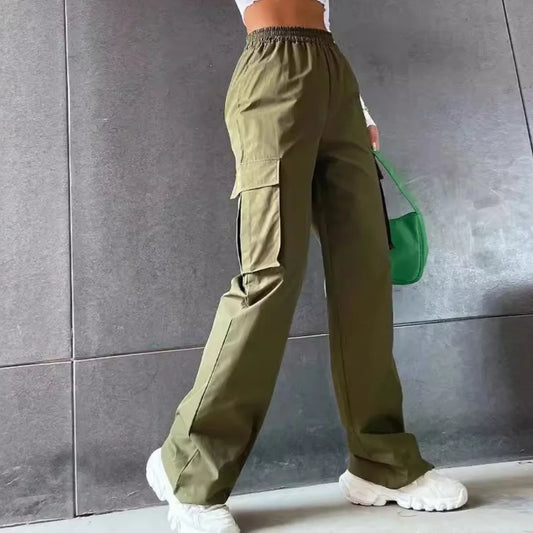 Elastic High Waist Elegant Oversized Trousers