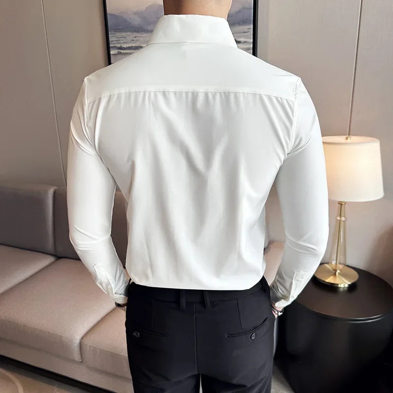Autumn Long Sleeve Camisas Business Fashion Shirt Male Solid British Style