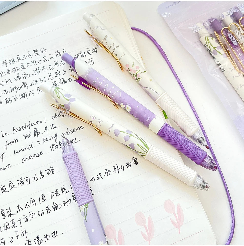 Gel Pen Quick-Drying Retractable 0.5mm Black Ink Pens Writing Stationery