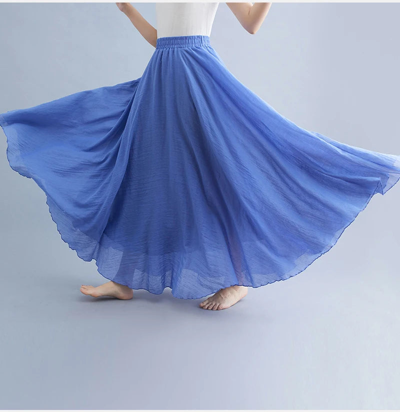 Boho Cotton Linen Long Skirt