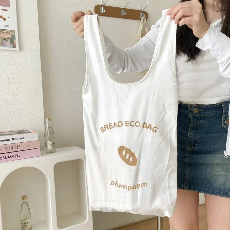 Baguette Foldable Tote Bag - Cute Cartoon Ins Style Reusable Shopping Bag