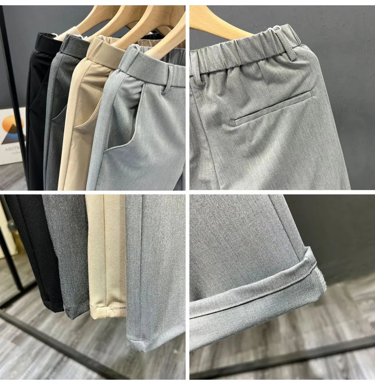 Business Casual All Match Suit Pants Formal Strecth Solid Straight Slim Trousers