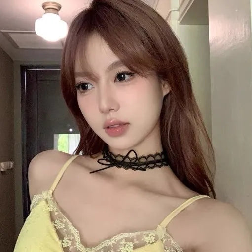 Women Fashion Cute Lace Collar Lolita Handmade Vintage Lace Bow Choker