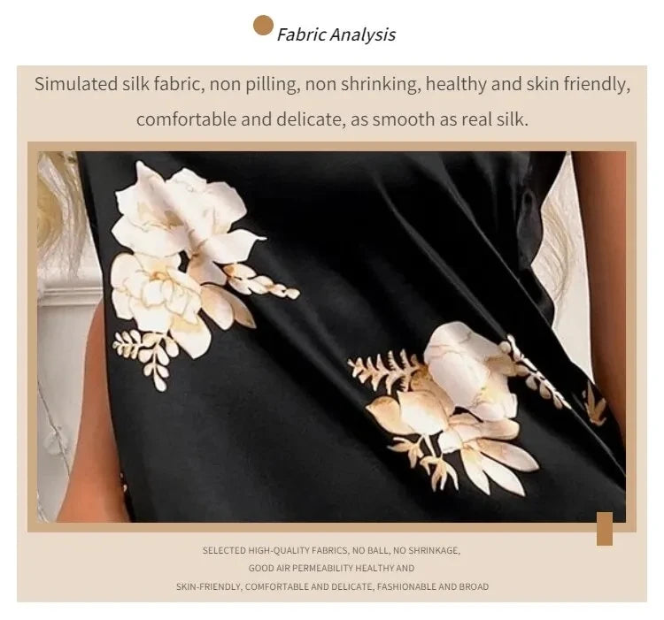 Women Nightwear Home Clothes Sexy Black Floral