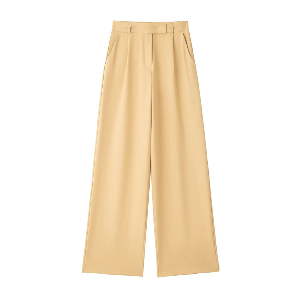 Vintage High Waist Zipper Fly Female Trousers