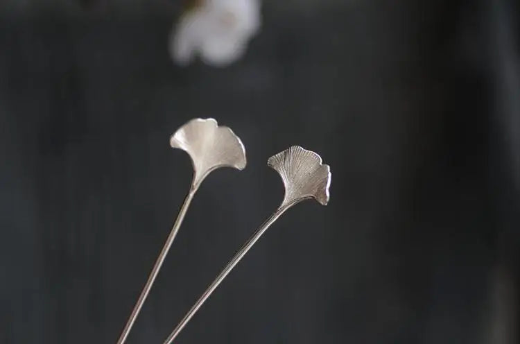 Designer original new in jewelry for women antique apricot leaf hairpin 925 silver