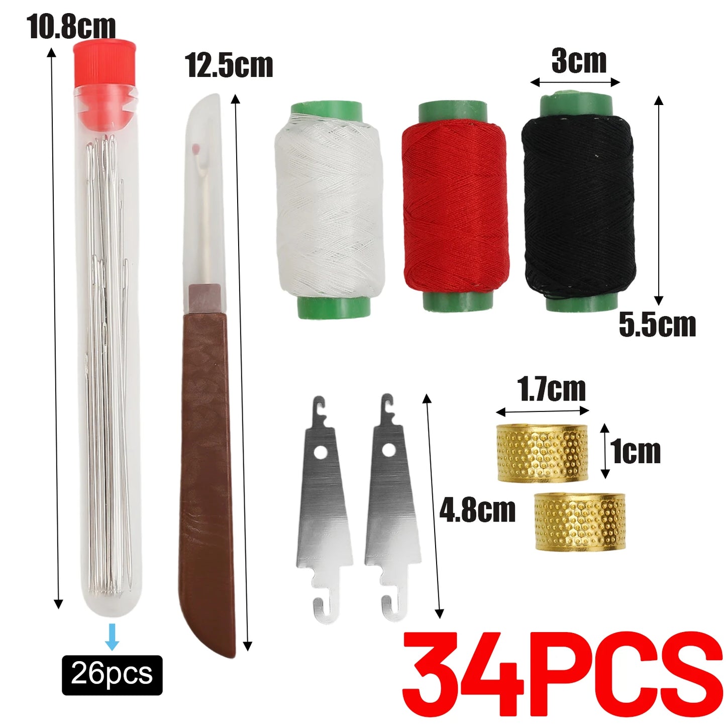 Sewing Needle Set with Needle Piercer Top Needle Big Eyed Stainless Steel Sewing Needles Household DIY Apparel Sewing Supplies