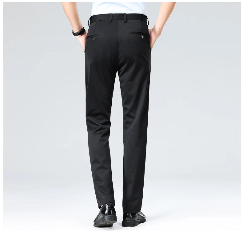 Men Suit Pants Light Thin Elastic Slim Fit Dress Pants Business