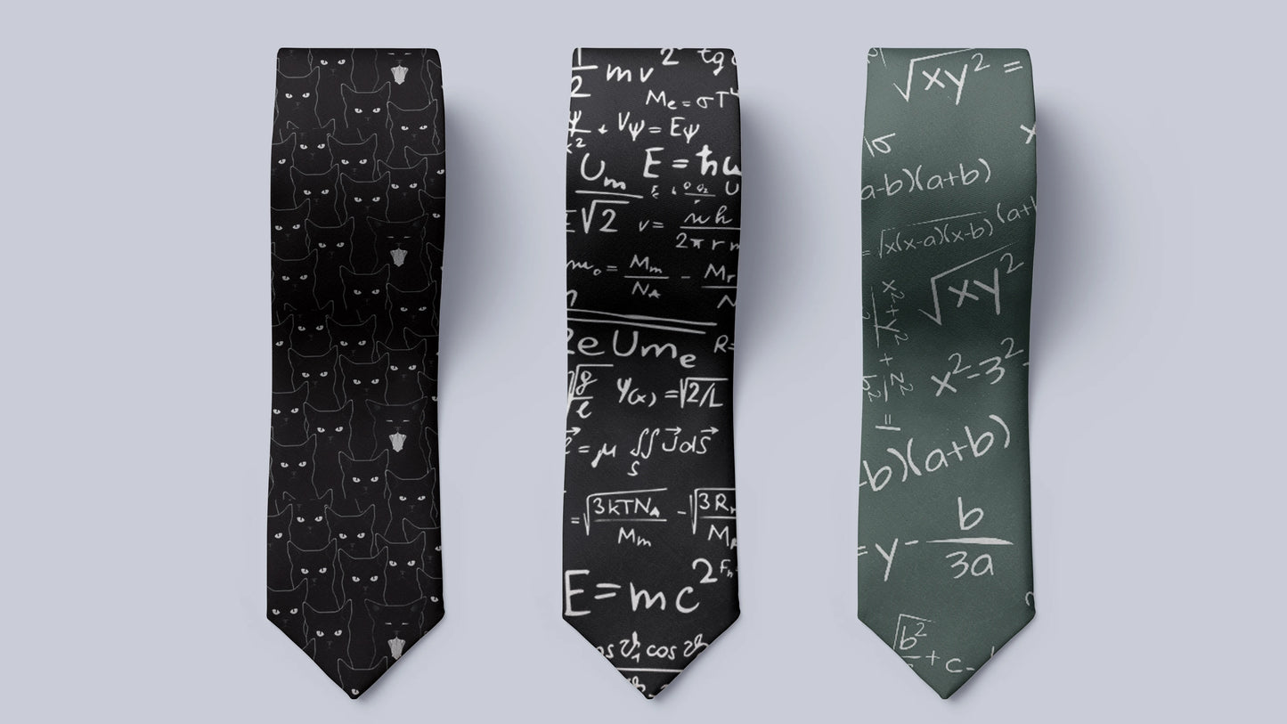 Fun Mathematical Formula Men's Tie 3D Printing 8CM Fashion