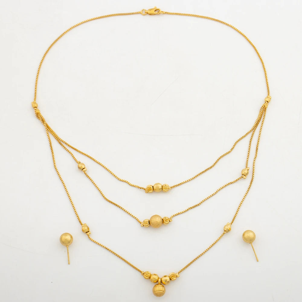 African Fashion Sets Luxury Dubai Jewelry Round Bead Stud Earrings Pendant Necklace