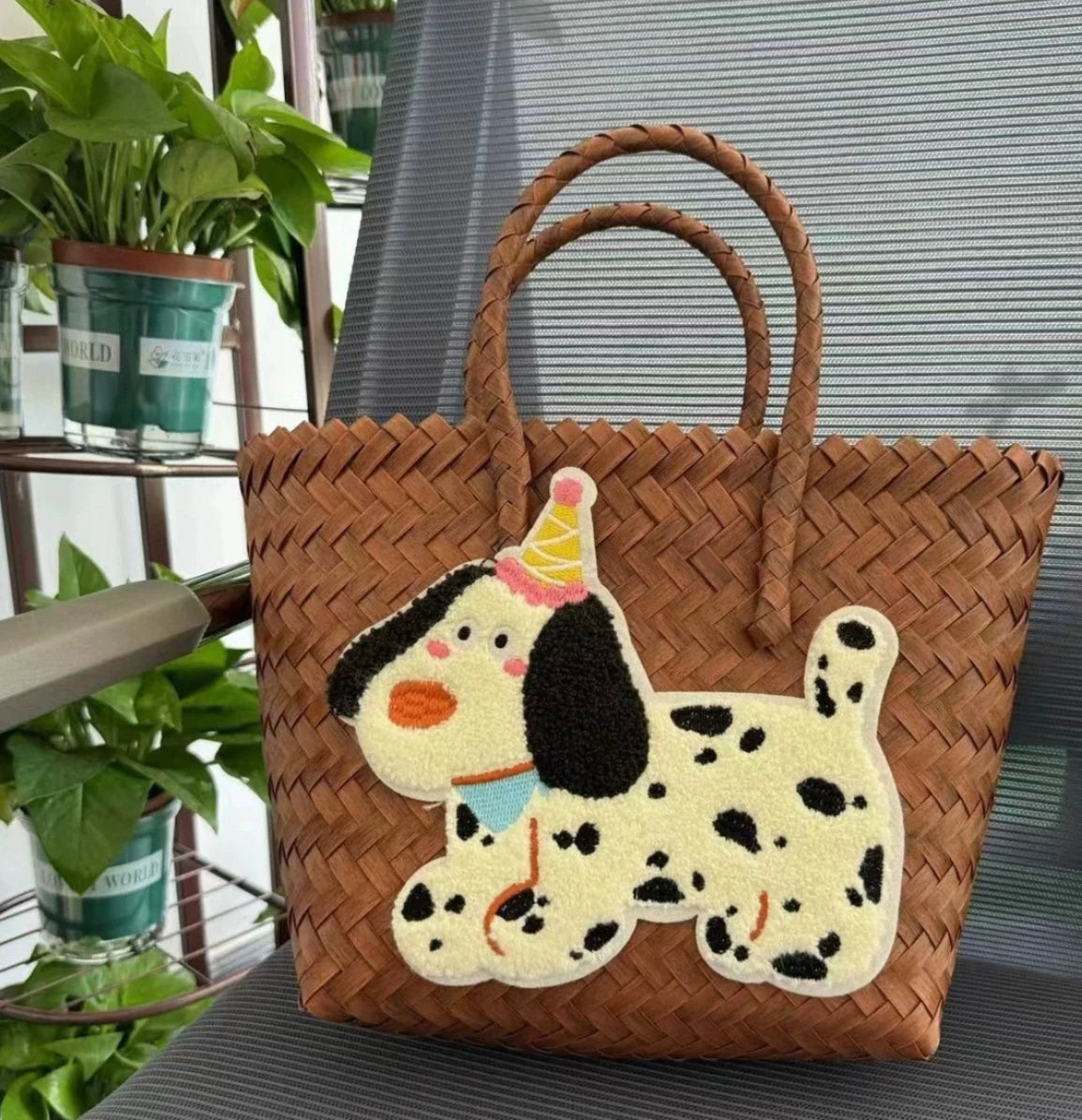 Large Capaci Handwoven op Bag Buet ape Cartoon Summer Handbag