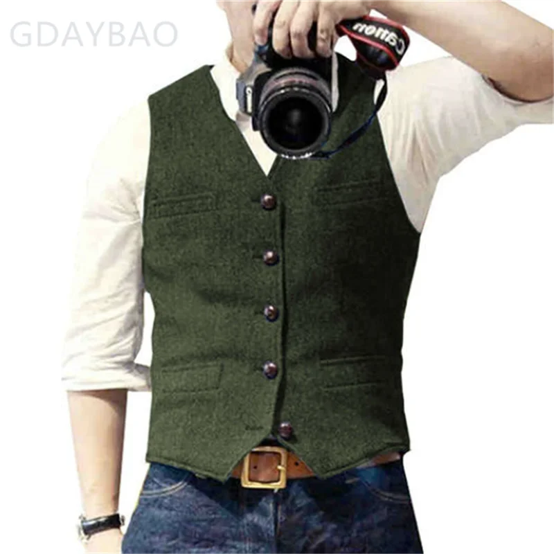Sleeveless Men Vest Retro Waistcoat Men's Coats Man Coat Male