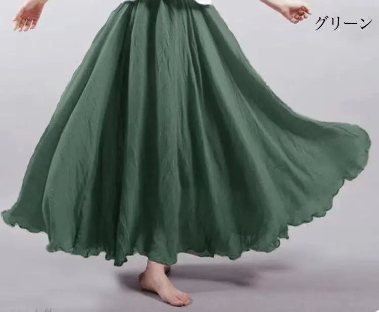 Cotton Long Skirts Elastic Waist
