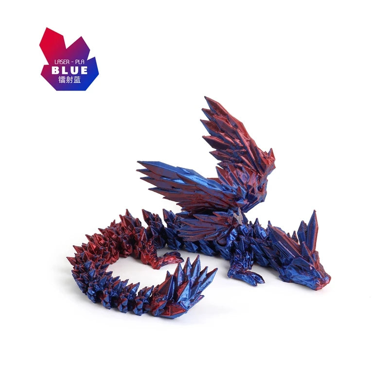 3D Printed Dragon Colorful Gem Dragon Figurines Movable Joint Rotatable
