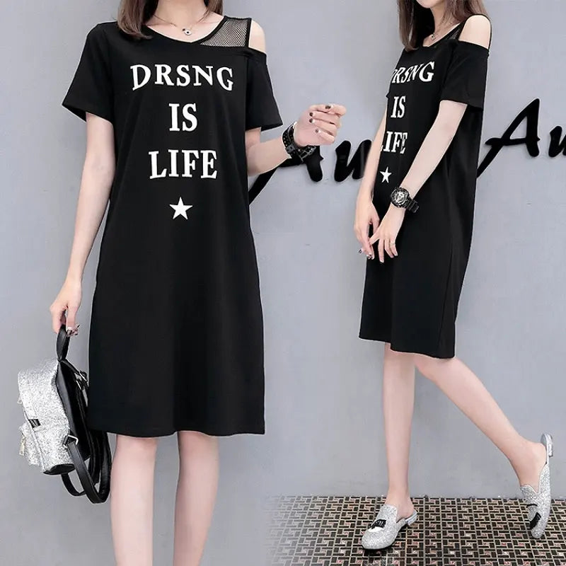 Midi Dress Short Sleeve Summer Stylish Gauze Off Shoulder
