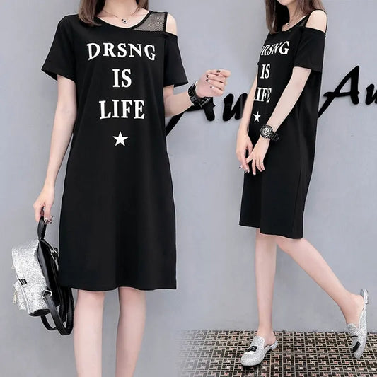 Midi Dress Short Sleeve Summer Stylish Gauze Off Shoulder