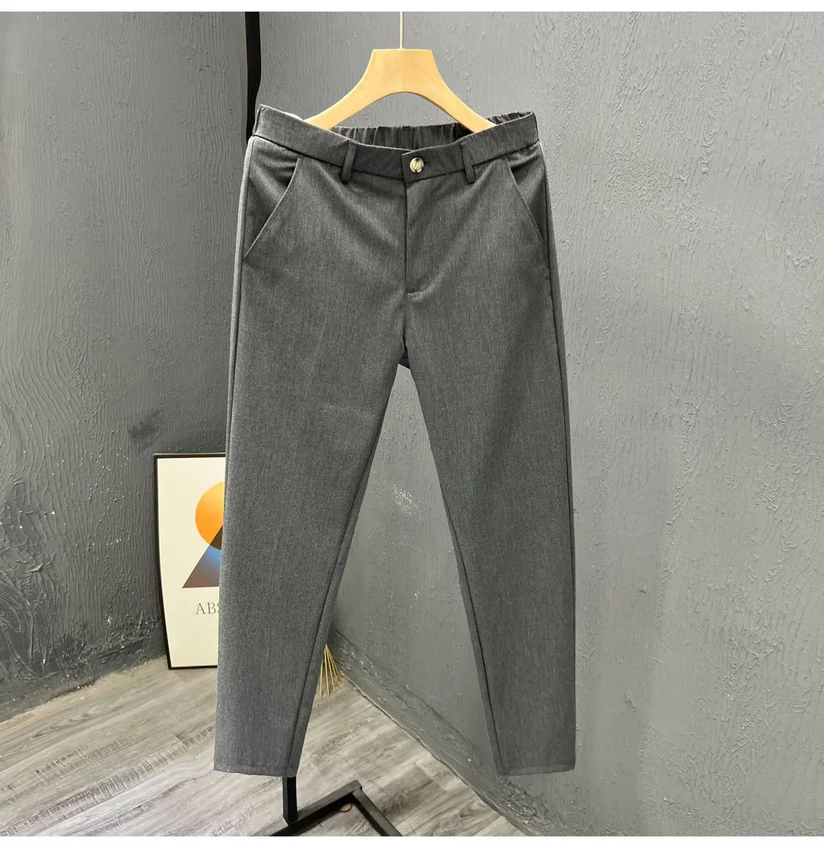 Business Casual All Match Suit Pants Formal Strecth Solid Straight Slim Trousers