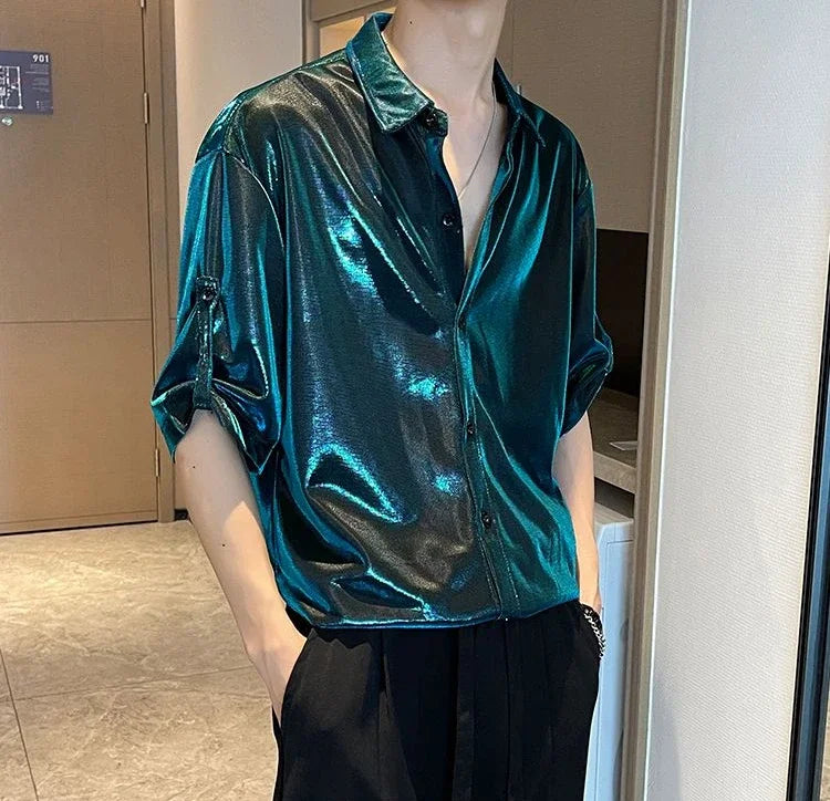 Man Shirt White Plain Hip Hop Shirts For Men Trend Regular Cool Tops