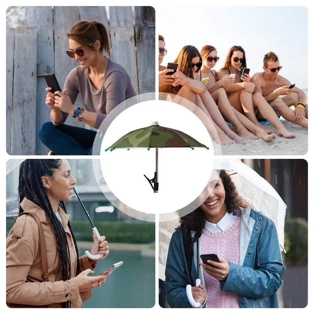 Cell Phone Umbrella Holder with Clip for Sun Shade