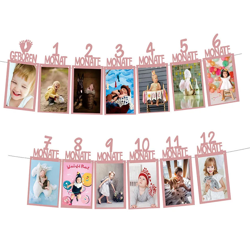 Baby 1st Birthday 12 Months Photo Frame Banner