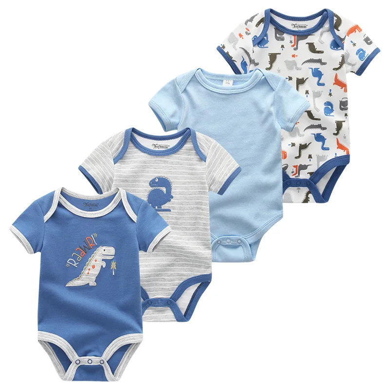 1/4Pcs Newborn Bodysuit Baby Short Sleeve  0-1Y