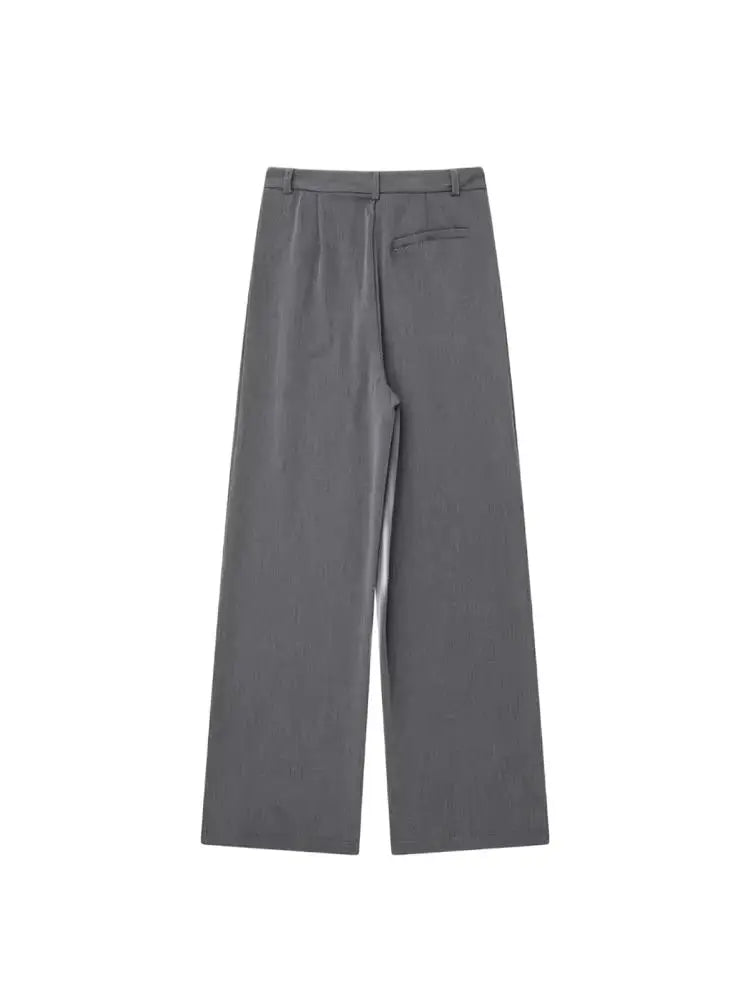 Vintage High Waist Zipper Fly Female Trousers