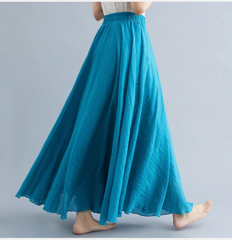 Boho Cotton Linen Long Skirt