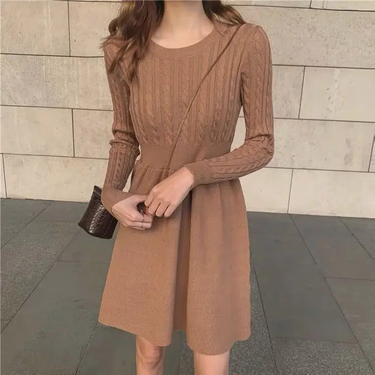 Knitted Dress for Women in Autumn Winter French Temperament
