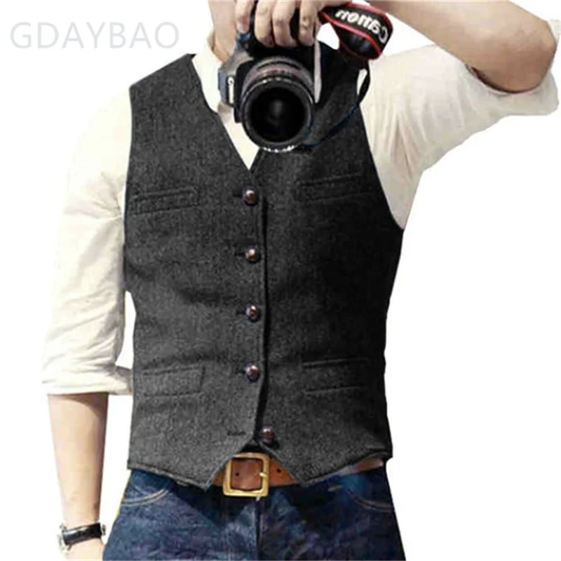 Sleeveless Men Vest Retro Waistcoat Men's Coats Man Coat Male