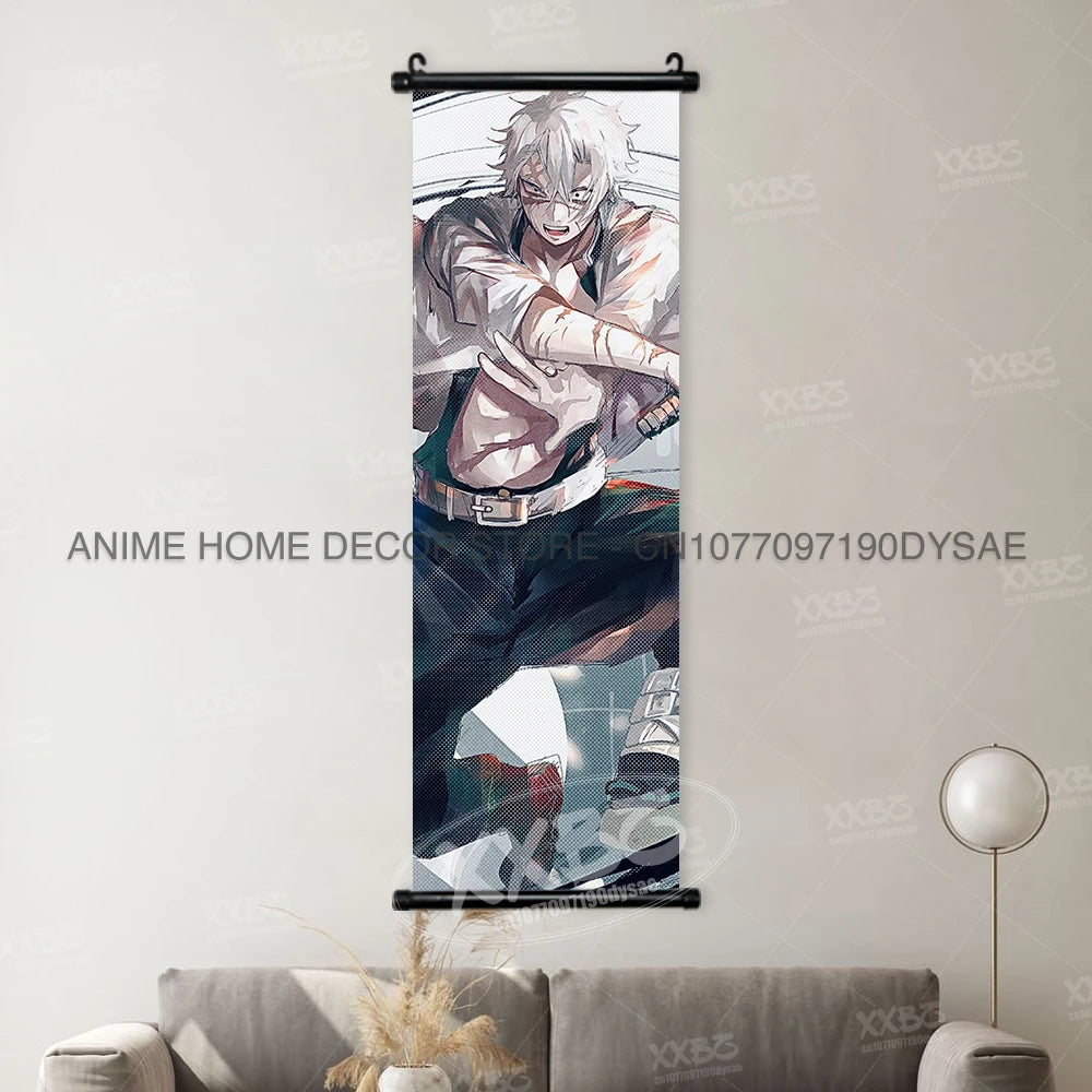 Demon Slayer Poster Kamado Tanjirou Scroll Picture Nezuko Hanging Painting Kanroji Mitsuri Wall Art Anime Uzui Tengen Home Decor