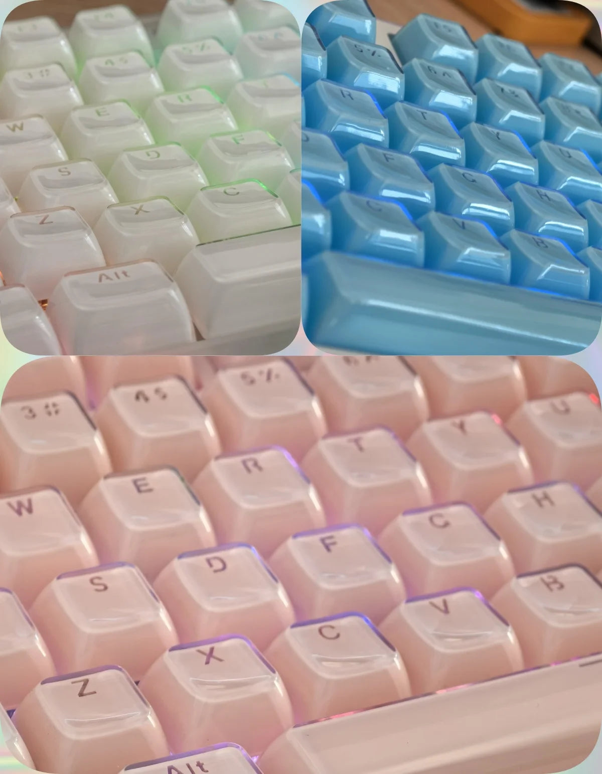 Jelly Round Translucent Key Caps OEM Profile for Cherry MX Mechanical Keyboard