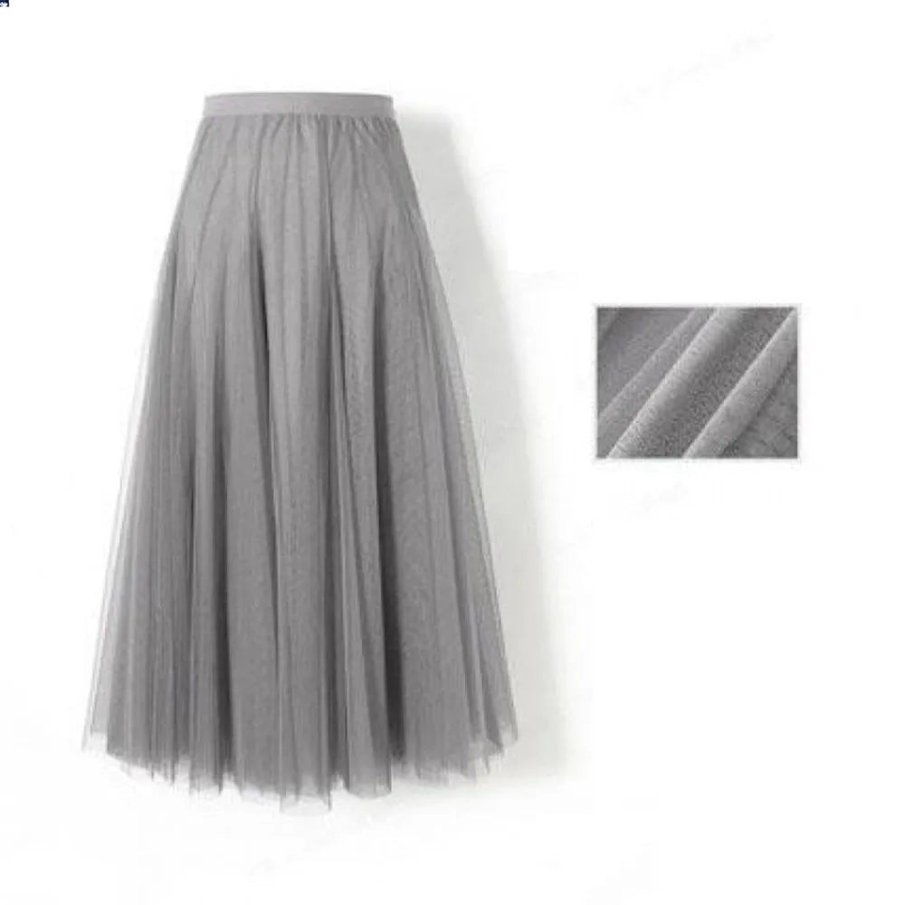 High Waist Pleated Long Skirt