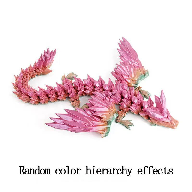 3D Printed Dragon Colorful Gem Dragon Figurines Movable Joint Rotatable