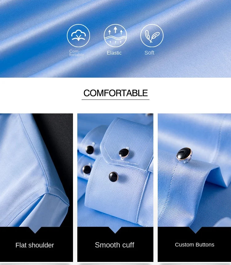 Men's quality shirt, long sleeved, new elastic, comfortable,non ironing