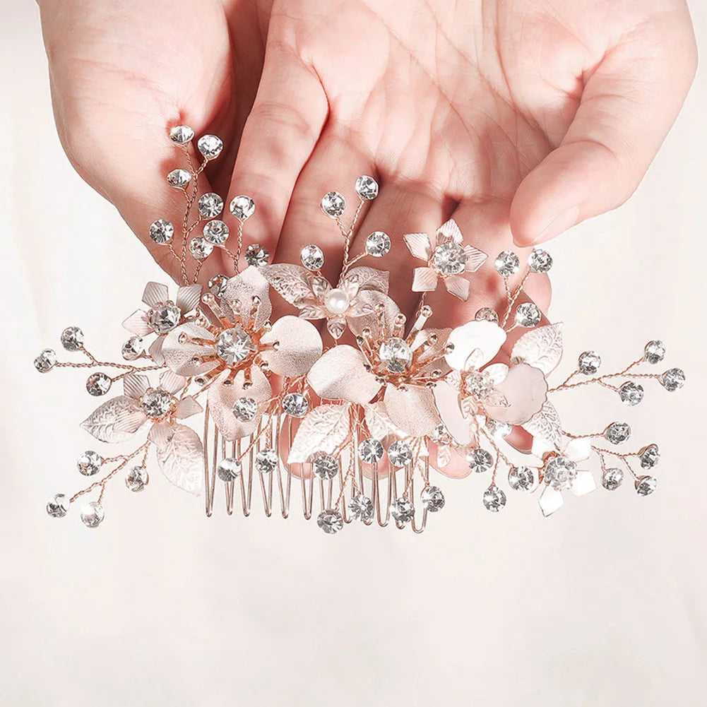 Wedding Hair Accessories Flower Hair Clips Hairpin Crystal Bride Headdress
