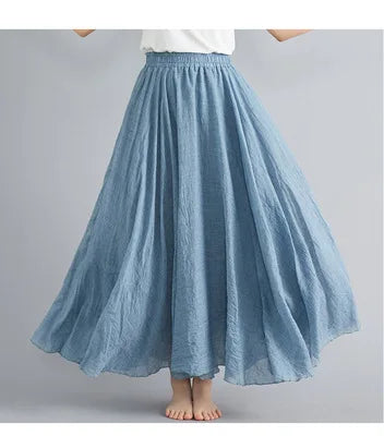 Cotton Long Skirts Elastic Waist