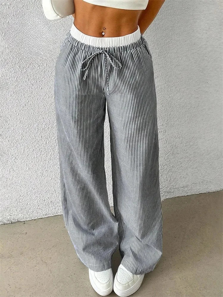 Striped Woven Wide Leg Pants