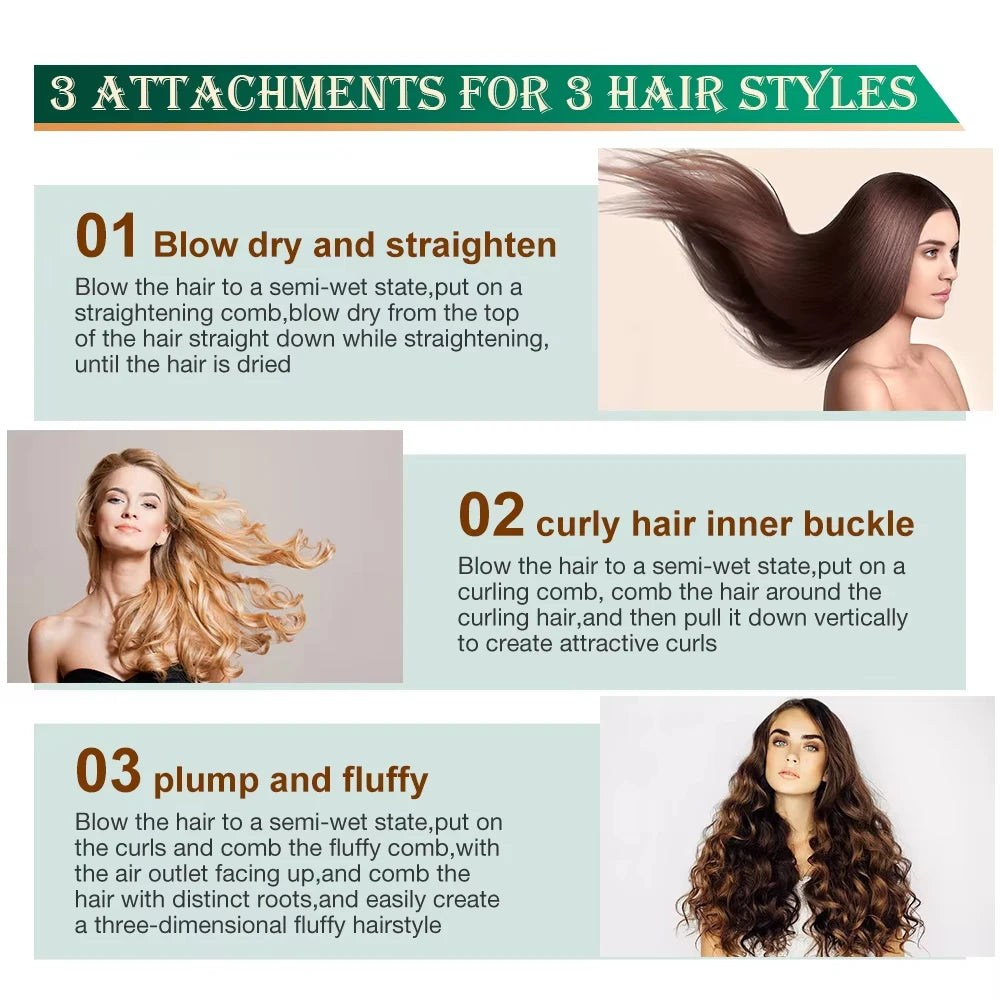 Hair Dryer Portable Comb lonic Hair Straightening Brush