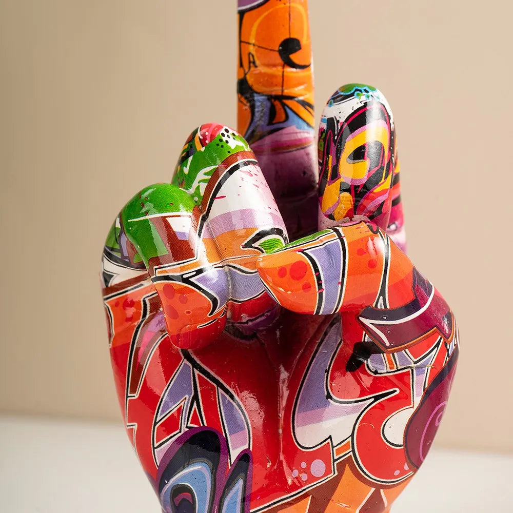 Graffiti Middle Finger Figurines Pop Street Art Statue Desktop Living Room Home Decoration Accessories Mantel Bookshelf Interior