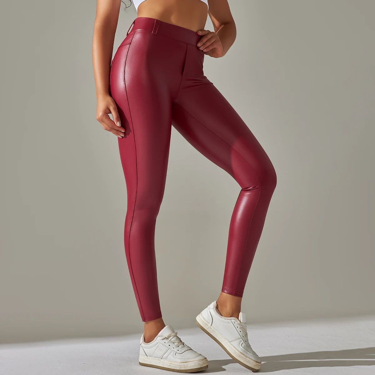 Faux Leather Pants High Waist Push Up Casual Leggings 6 Color